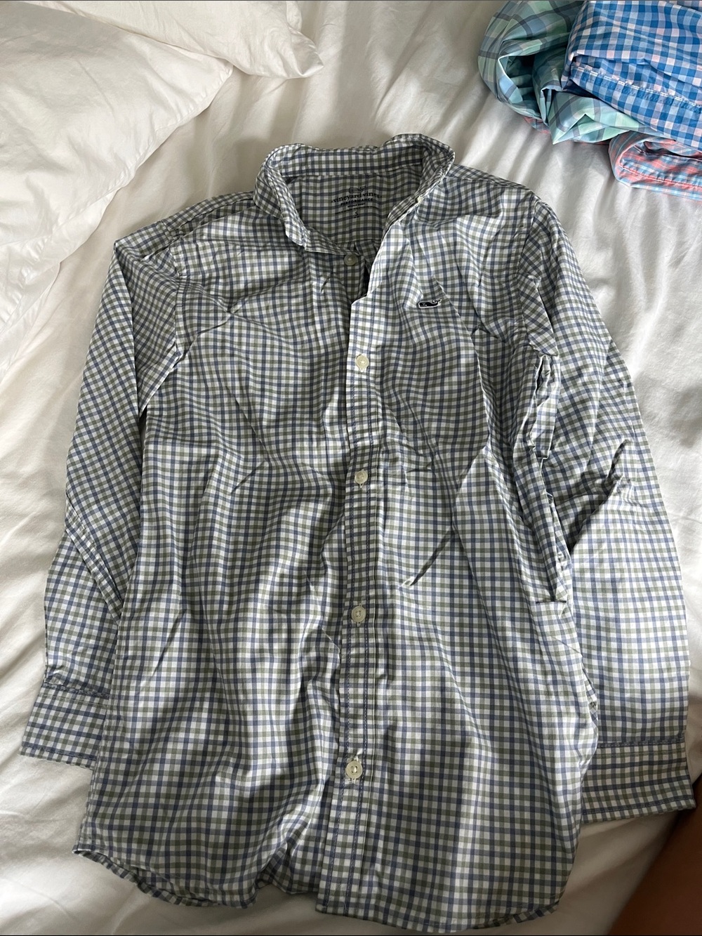 Classic Blue & White Check Vineyard vines Boys Button-Down Shirt